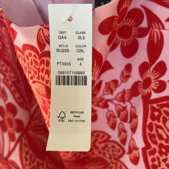 JCREW Collection fitted luster crepe flare-hem dress in coral floral print NWT 4 - Picture 8 of 11